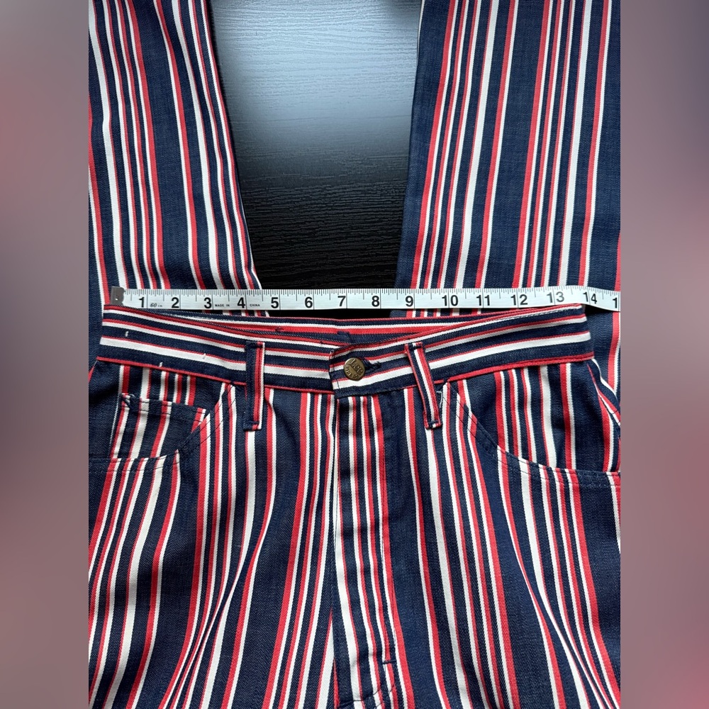Vintage Lee USA Striped Pants Red White Blue High Rise Straight Leg - Picture 10 of 11